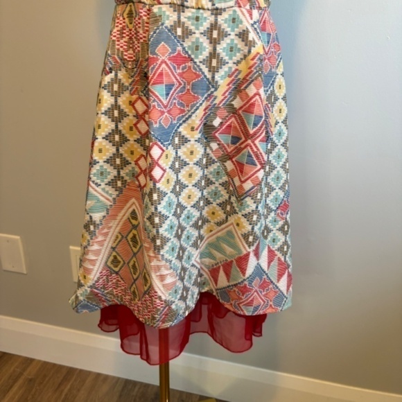 As U Wish, Women's Pink and Red Tribal Print, Fit & Flare Dress, SZ L - Picture 3 of 8